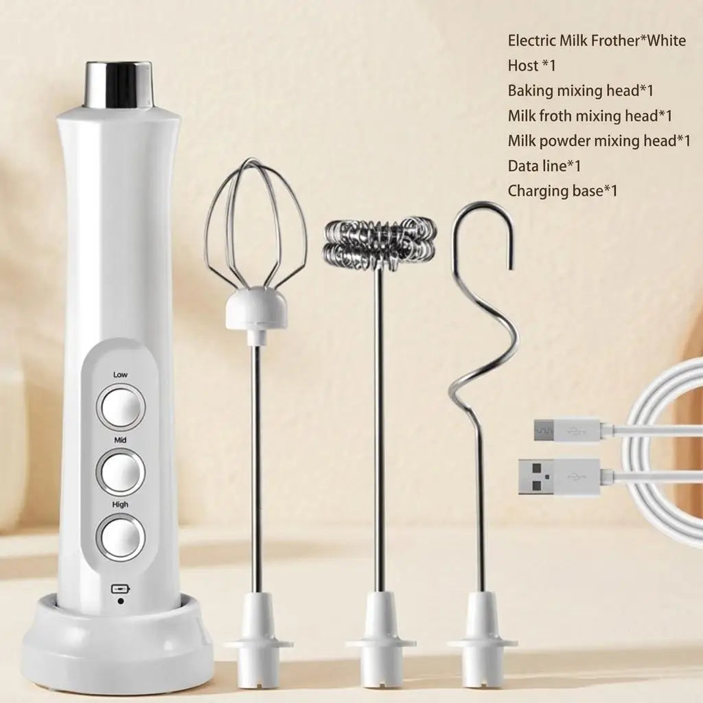 USB Rechargeable Milk Frother Mini Handheld Electric Foam Maker 3