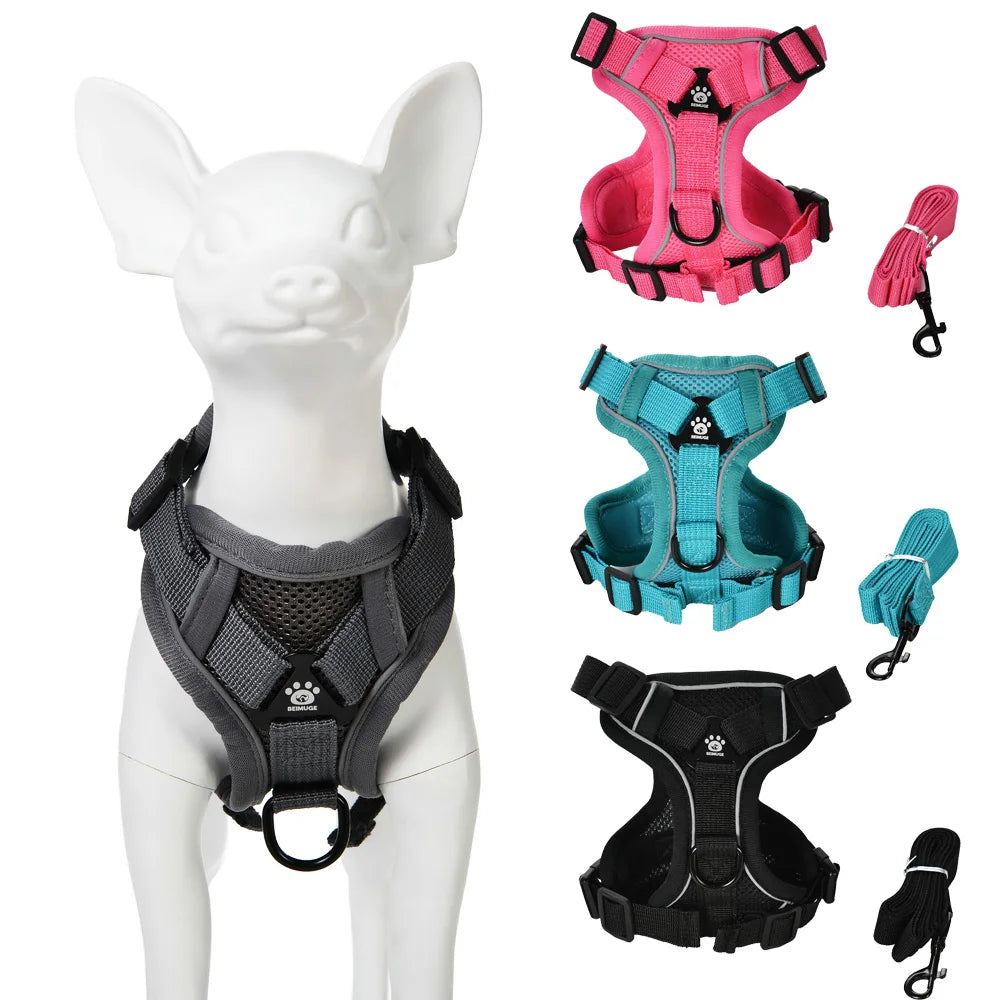 Dog Harness Leash Set For Small Medium Dogs Cat Hiking Adjustable