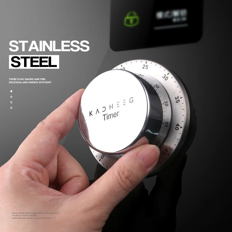 Stainless Steel Kitchen Timer with Magnetic Base Mechanical Cooking