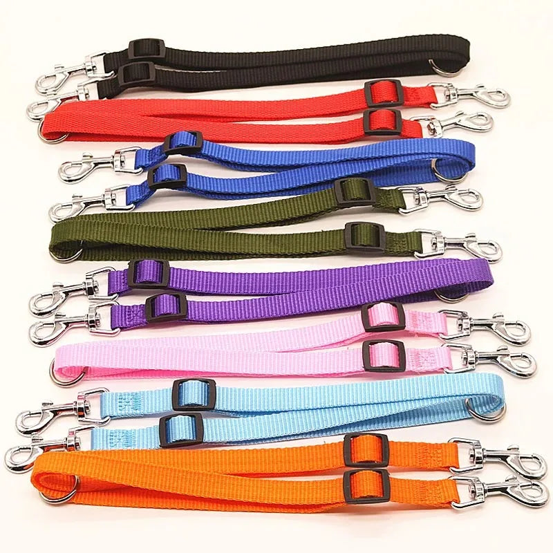 Two Dogs Leash Strong Nylon Coupler Double Twin Lead Walking Leashes