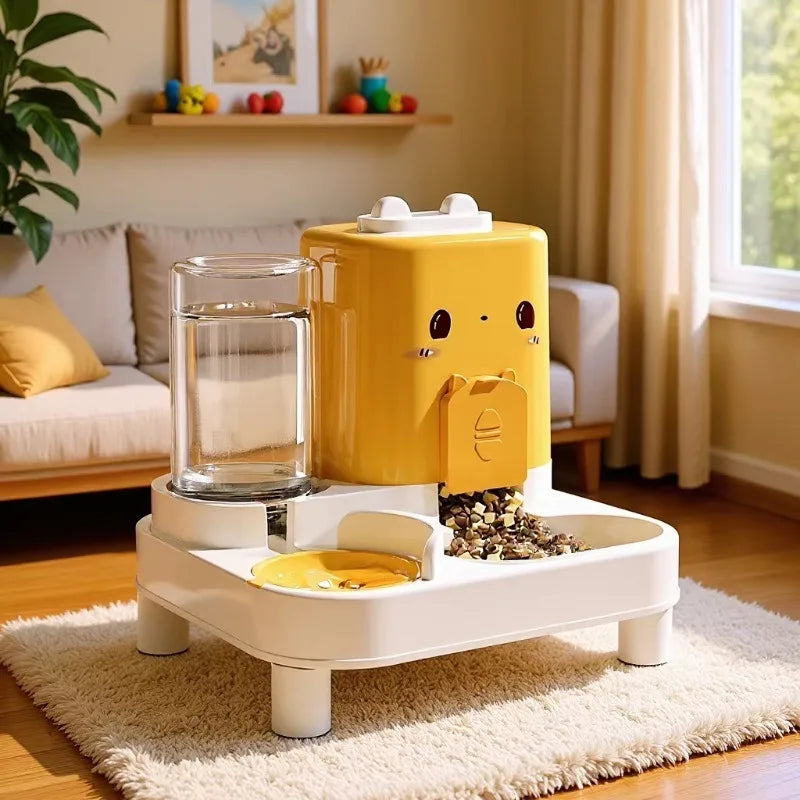 Pet Bowl Automatic Feeder & Water Fountain All-in-One for Cats Dogs