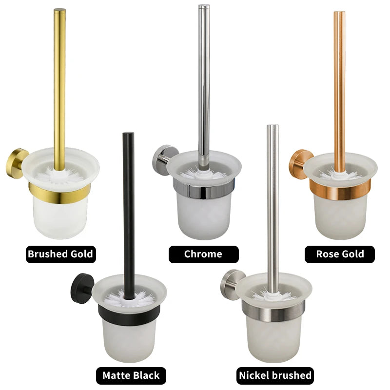 Toilet Brush Holder Wall Mount WC Cleaning Brush Stainless Steel
