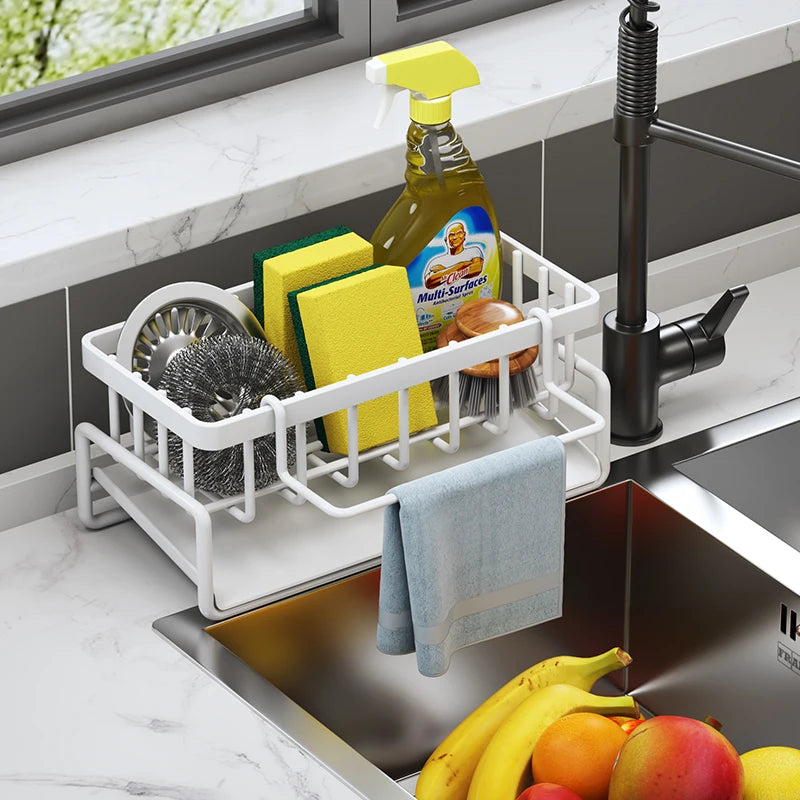 Kitchen Spice Storage Shelf with Drainage Rack, Installation Sink
