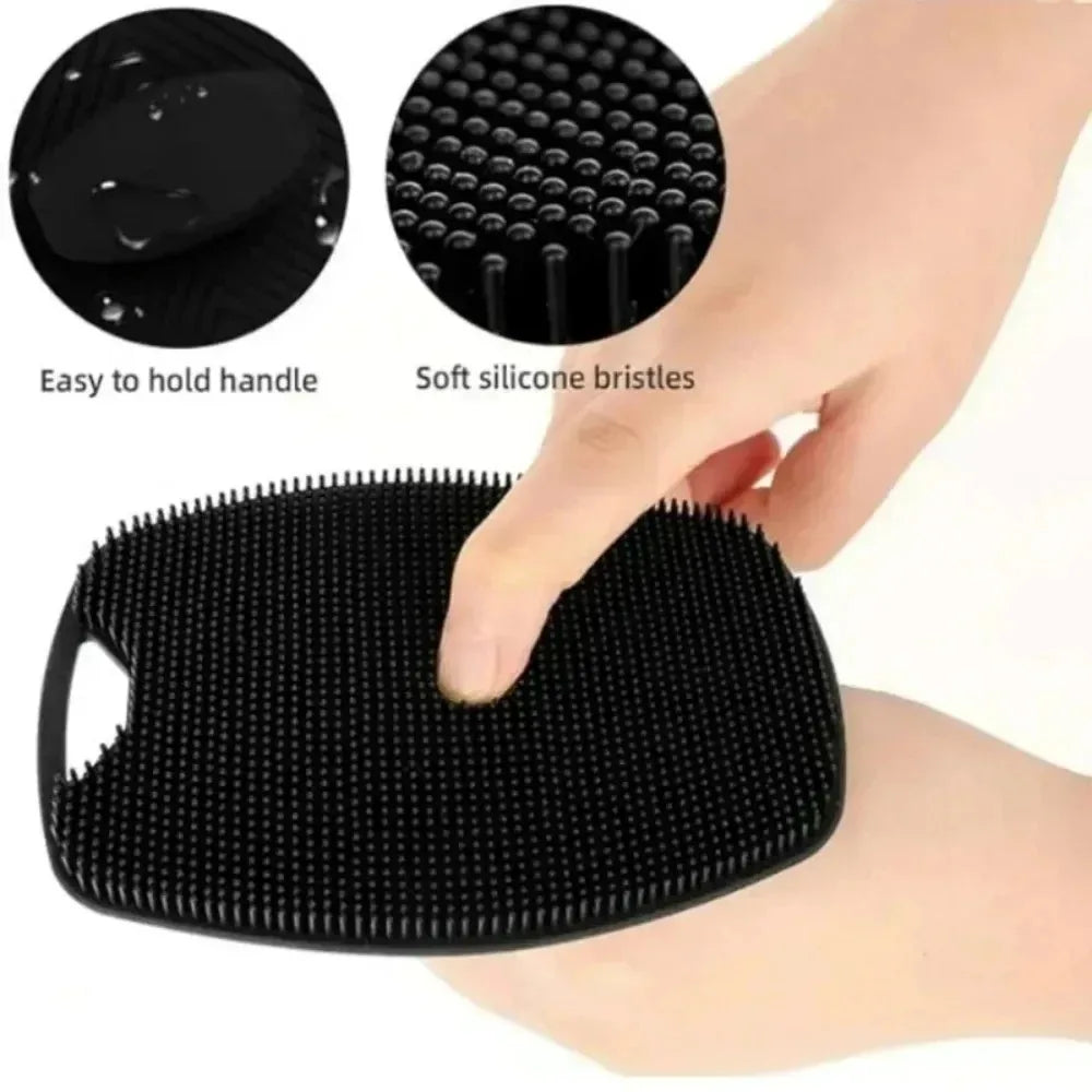 Exfoliating Silicone Brush Cleanser No Slip Handle Body Scrubber