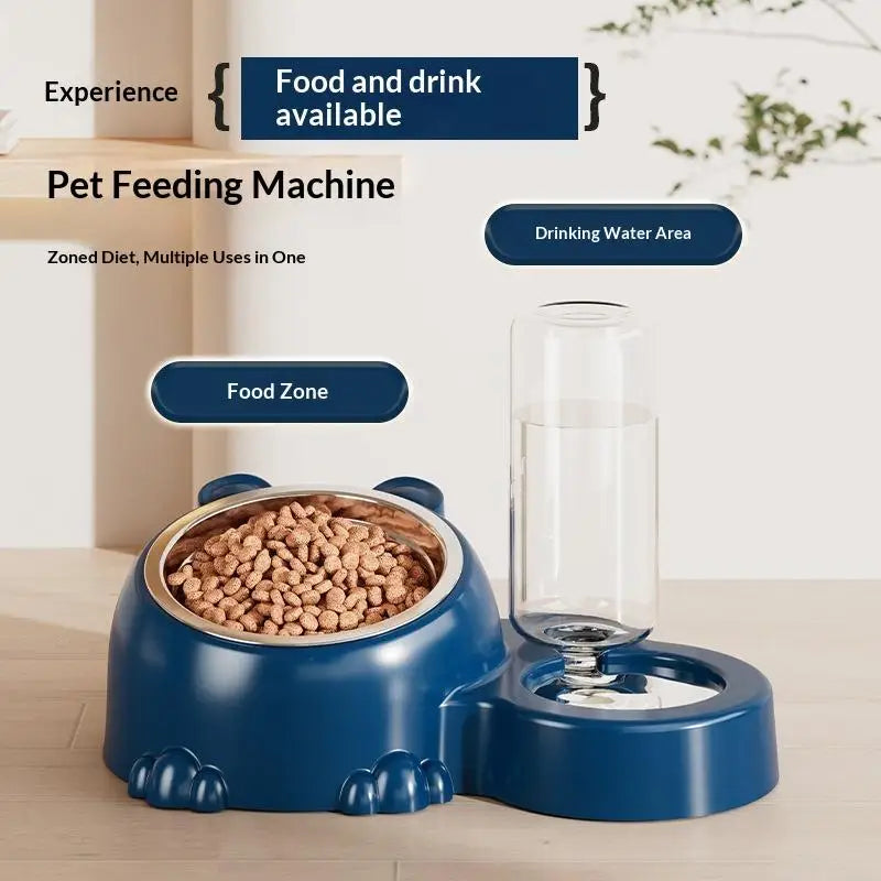 Pet Bowl 2-in-1 Auto Water Feeder, Tilted Elevated Cat Dog Bowl For