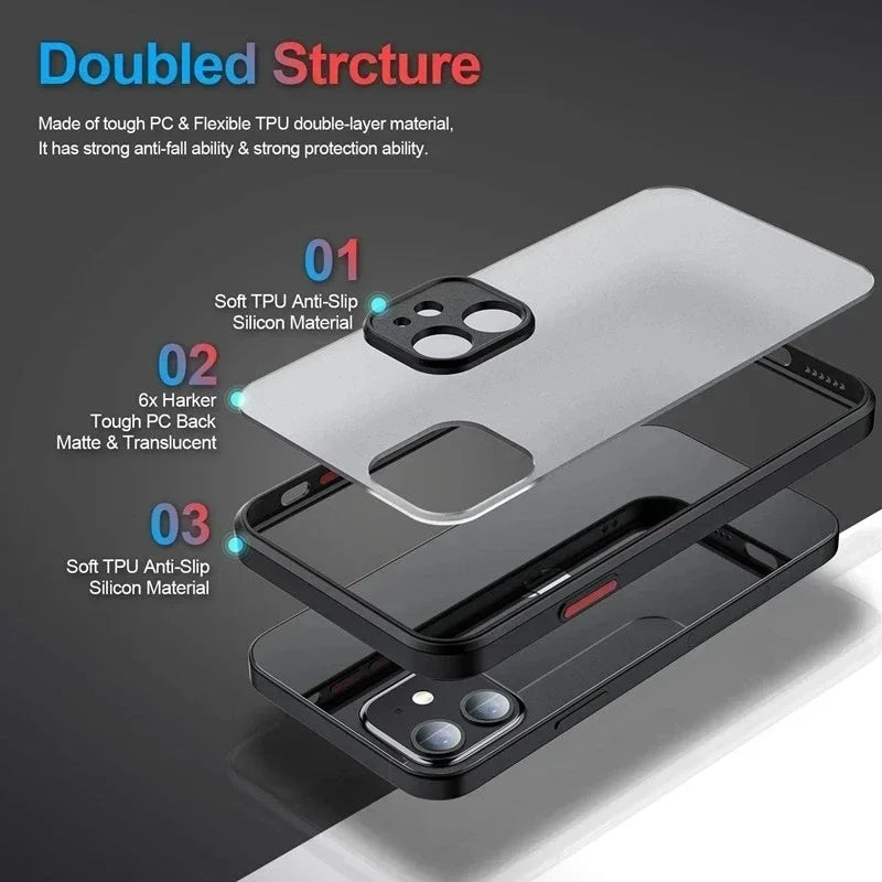 Matte Phone Case For iPhone 14 13 12 15 Pro Max Mini Luxury Soft