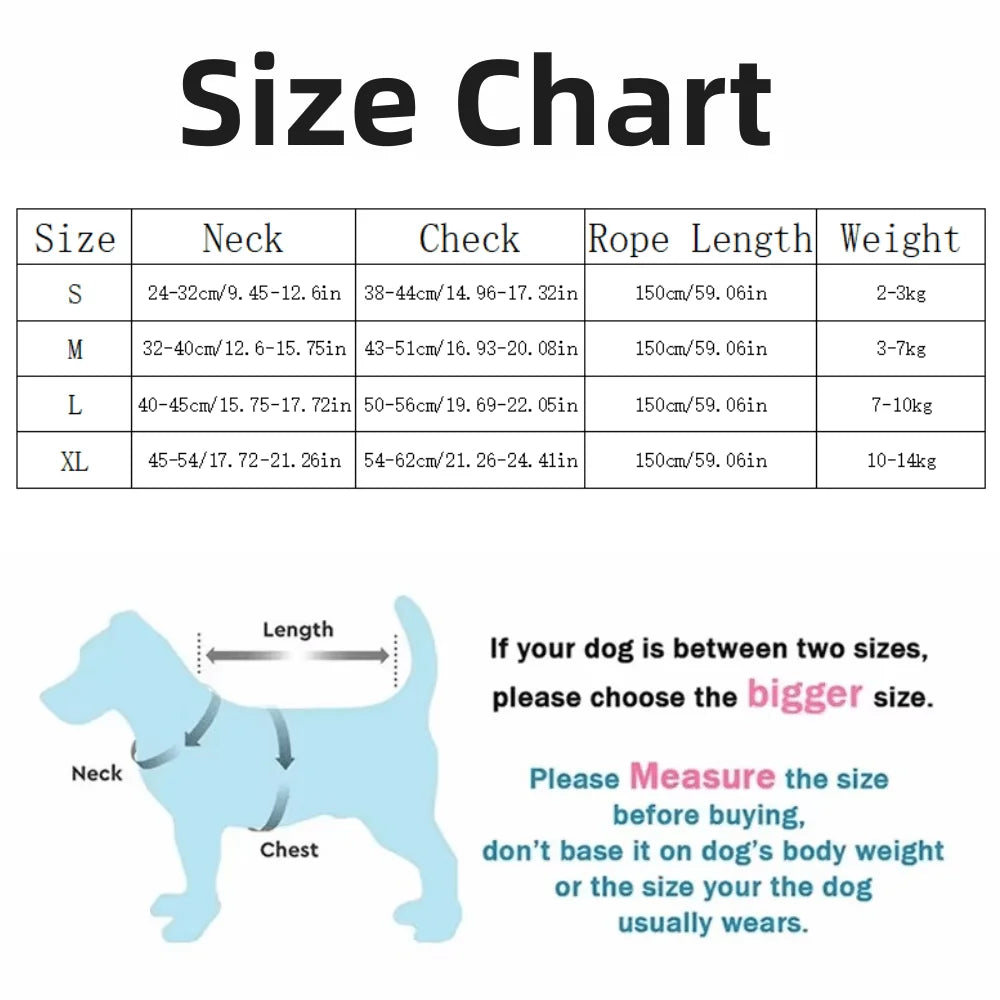 Dog Harness with 1.5m Leash Set Adjustable Pet Harness for Puppy Cats