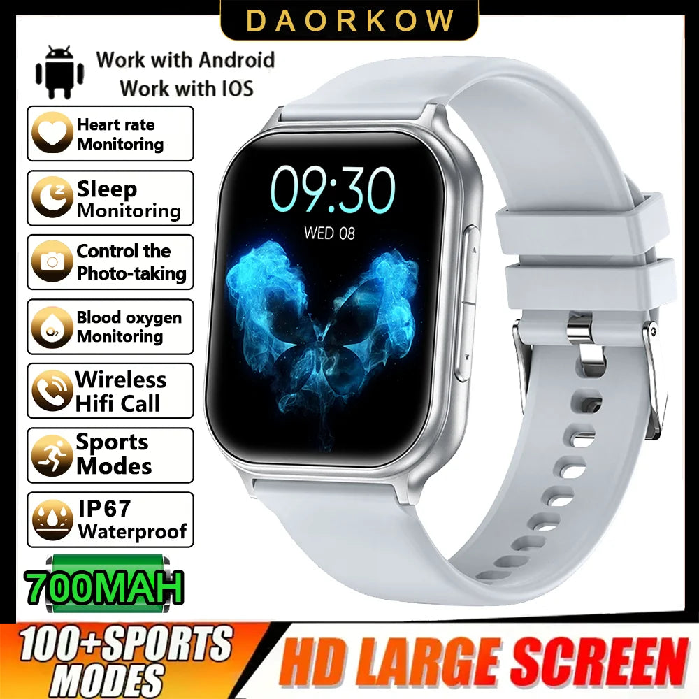 2026 New Sports Smartwatch 700mAh Battery Fitness Tracker 3ATM Waterproof Heart Rate Bluetooth Call Smartwatch Men's and Women's