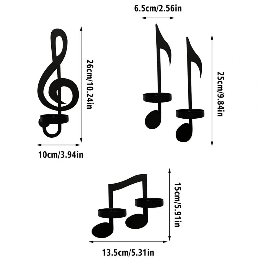 Candle Holder Iron Art Nordic Music Symbol Shape Candlelight Holder