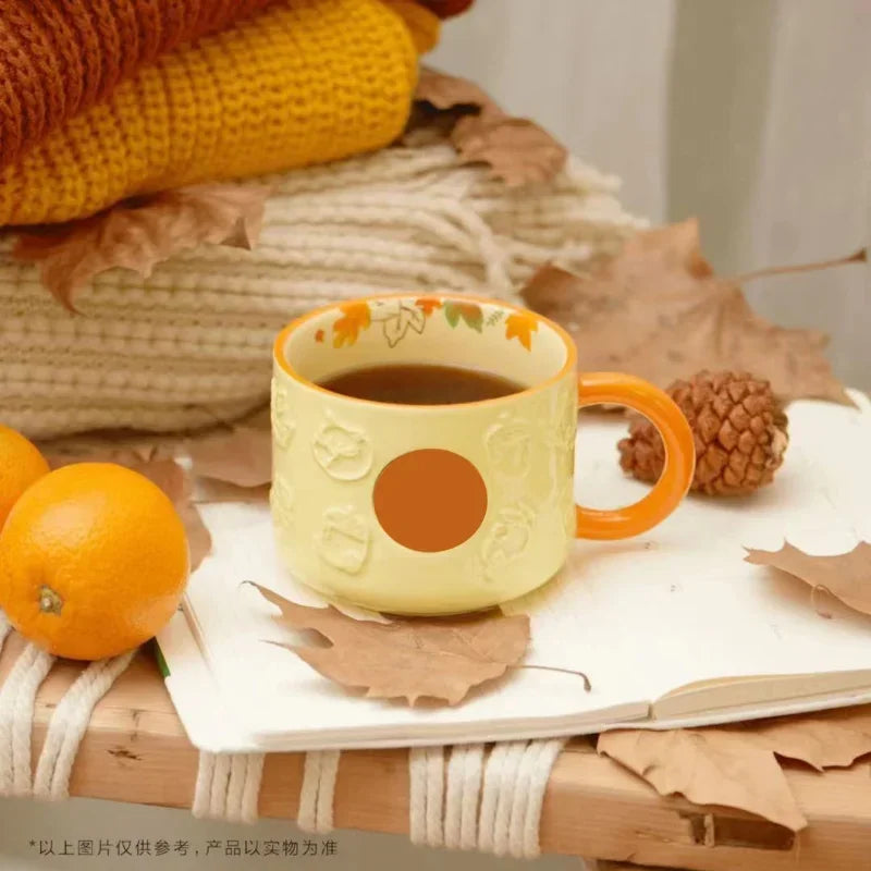 Coffee Mug with Lid  Autumn Cute Maple Leaf Forest Autumn Rabbit Cute