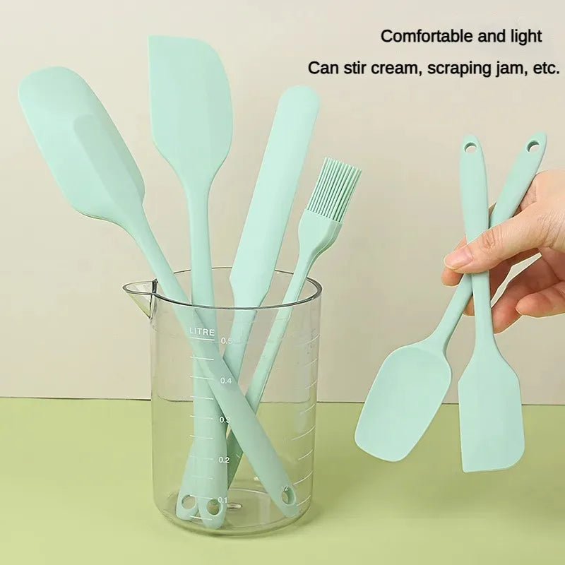 6pc Silicone Spatula set for baking-cake frosting kit with brush