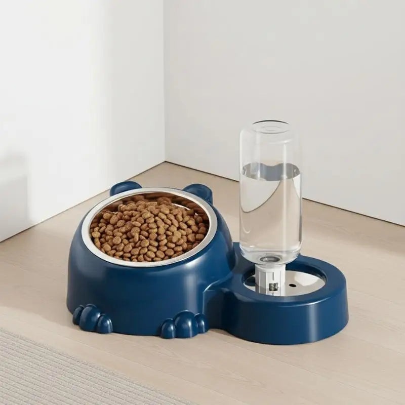 Pet Bowl 2-in-1 Auto Water Feeder, Tilted Elevated Cat Dog Bowl For