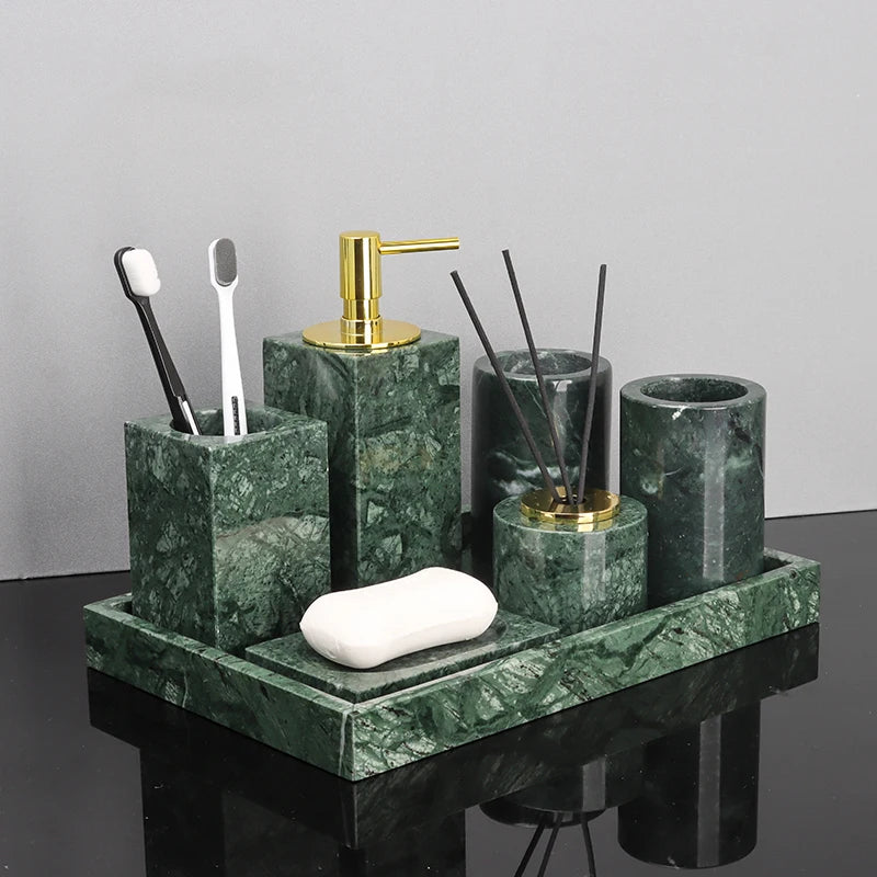 Indian Green Natural Marble Bathroom Accessories Retro Soap Dispenser
