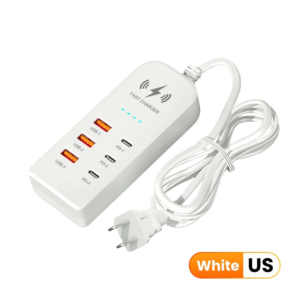 3USB 3Type C Charger Power Strip Universal Fast Charging EU/US Plug