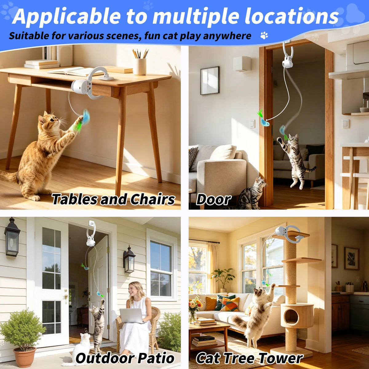Interactive Cat Toys for Indoor Cats, Rechargeable Durable Safe