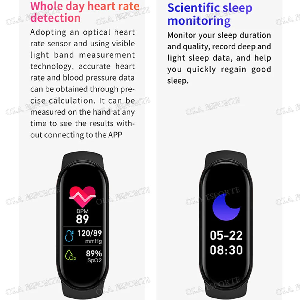 M7 Smart Watch Heart Rate Blood Pressure Monitor AMOLED Screen Smart