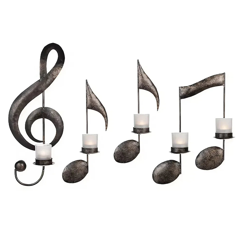 Candle Holder Iron Art Nordic Music Symbol Shape Candlelight Holder