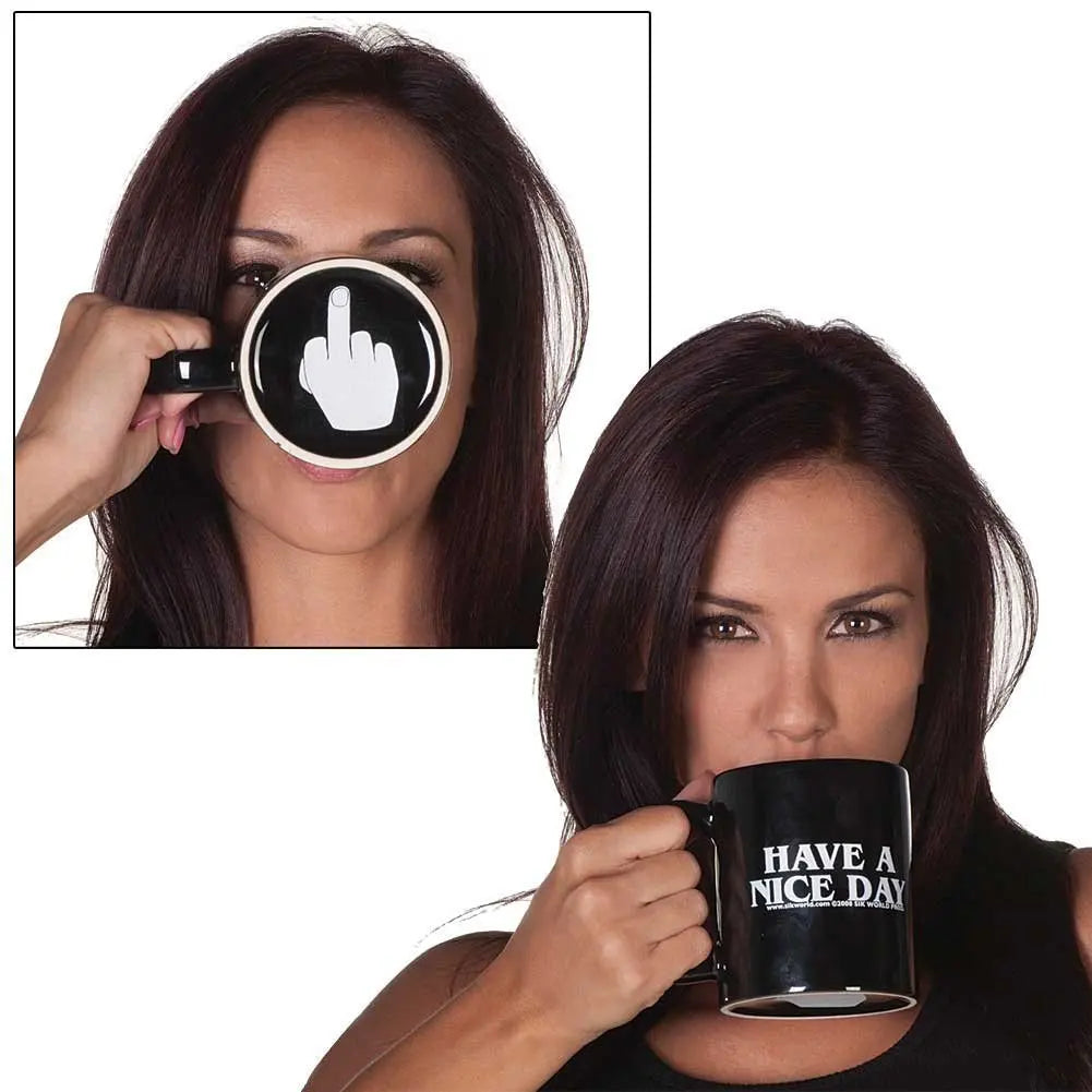Have a nice day mug middle finger cup, coffee cup breakfast cup