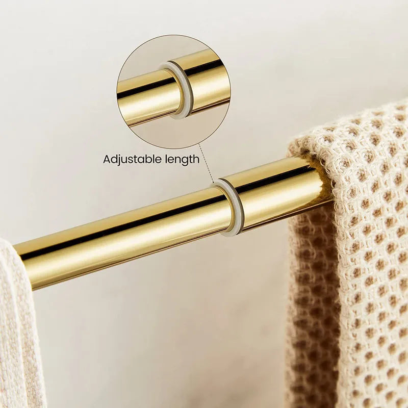 4 Pieces Gold Bathroom Accessories Sets Brass&Crystal Retractable